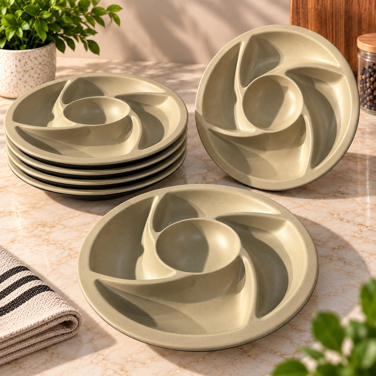 Melamine 5-Section Candy & Snack Plate – 10 Inch