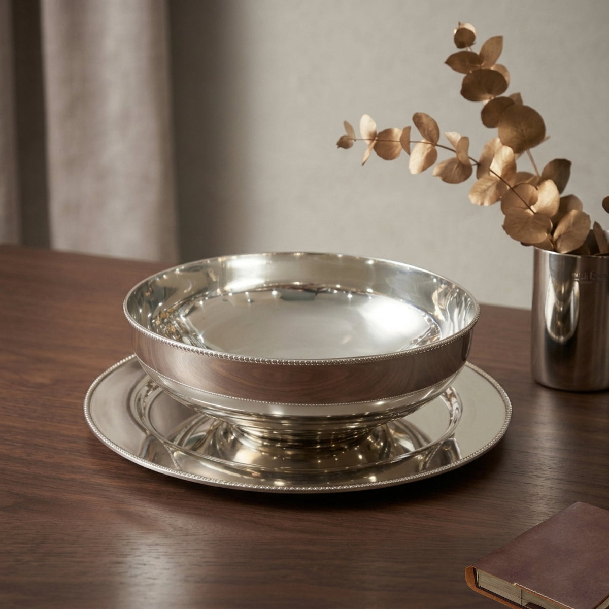 Premium Silver Finish Bowl & Plate Set