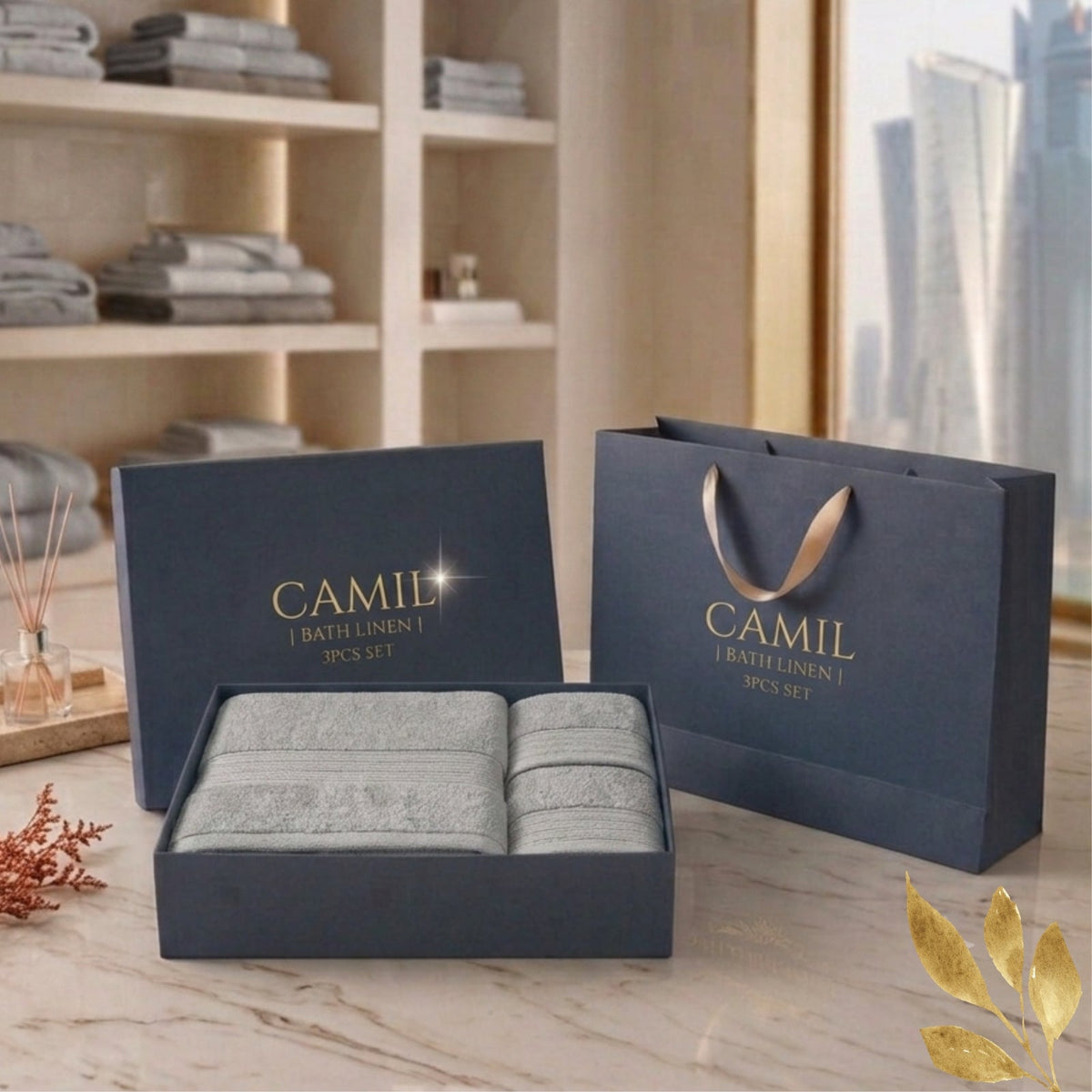 Camil Luxury Bath Linen 3 Piece Towel Set – Soft Bathroom Collection