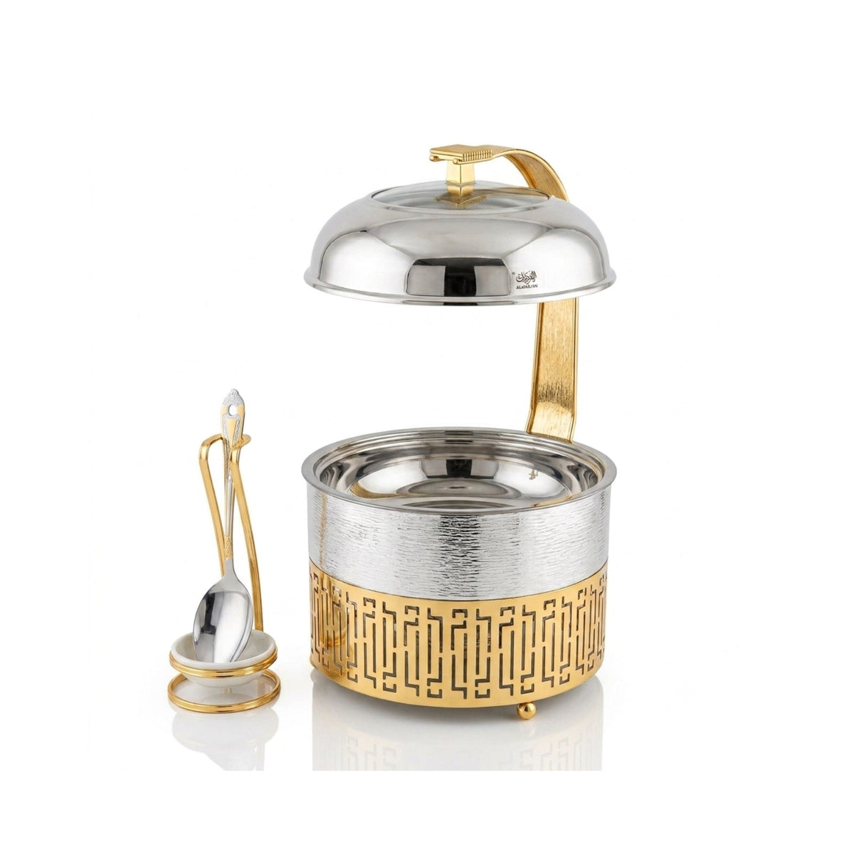 Chafing Dish with Matching Spoon & Stand 4L Silver & Gold by Almarjan