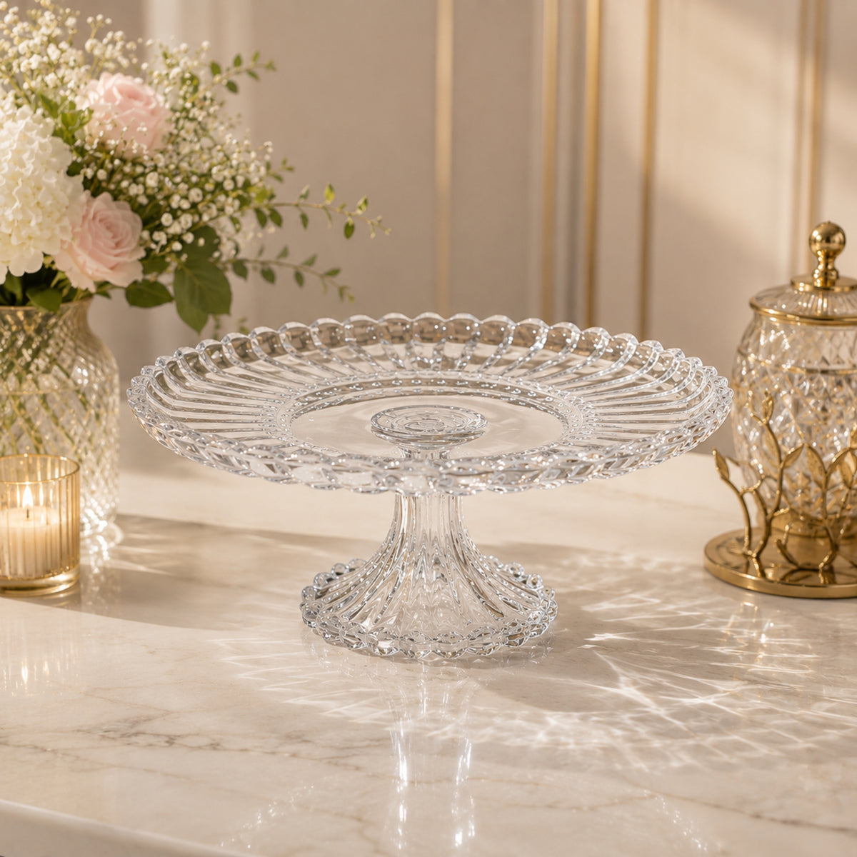 Luxury Round Crystal Pedestal Cake & Serving Stand