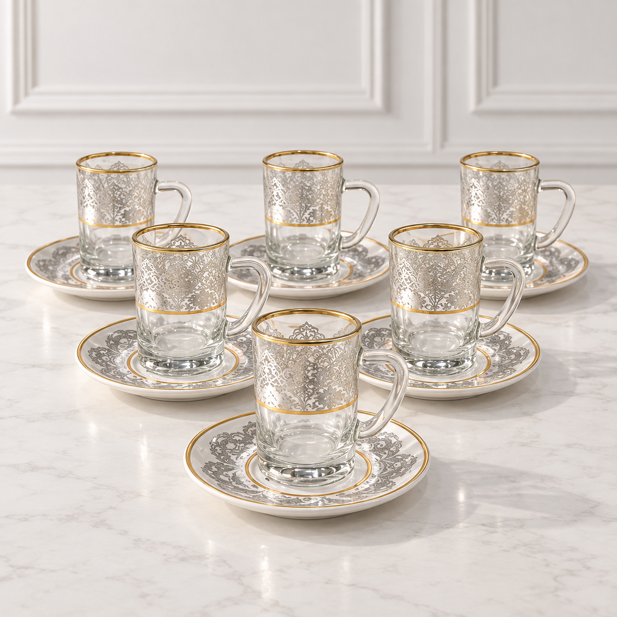 6-Piece Espresso Cup & Saucer Set – 12-Piece Elegant Coffee Set