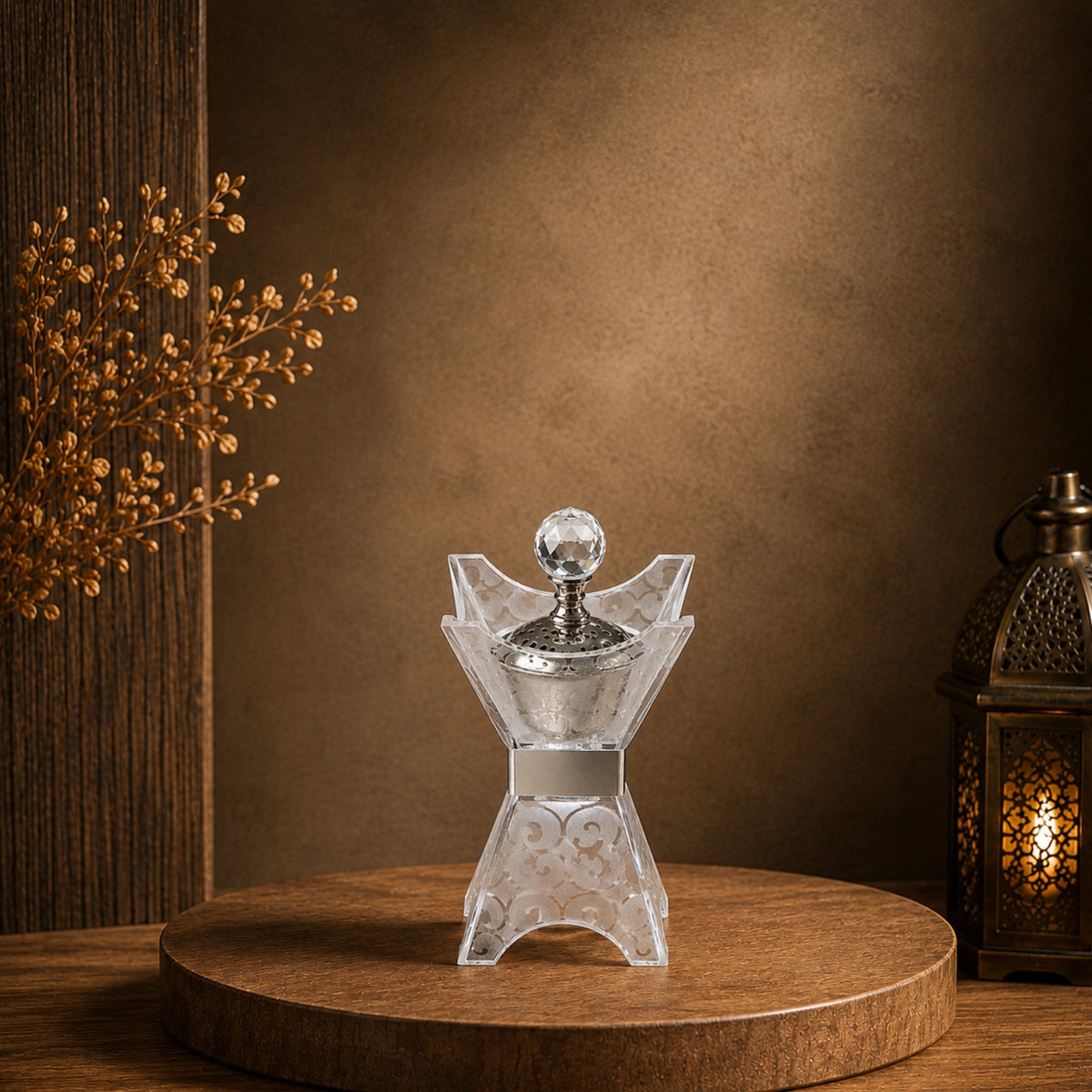 Silver Crystal Incense Burner 8 × 15 cm – DB5026-S