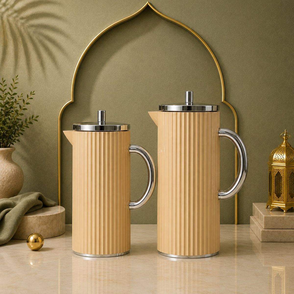 Vacuum Flask Set 0.5L & 1L Beige By Najib | Model 4980D