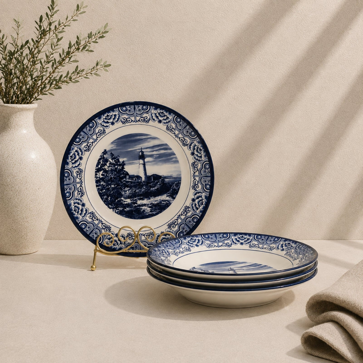 Claytan Lighthouse Blue Ceramic Soup & Pasta Bowl 9 Inch | CL-2005