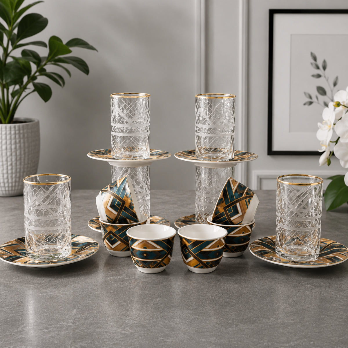 Luxury Tea & Cawa Cup Set 18 Pieces | 12891-1