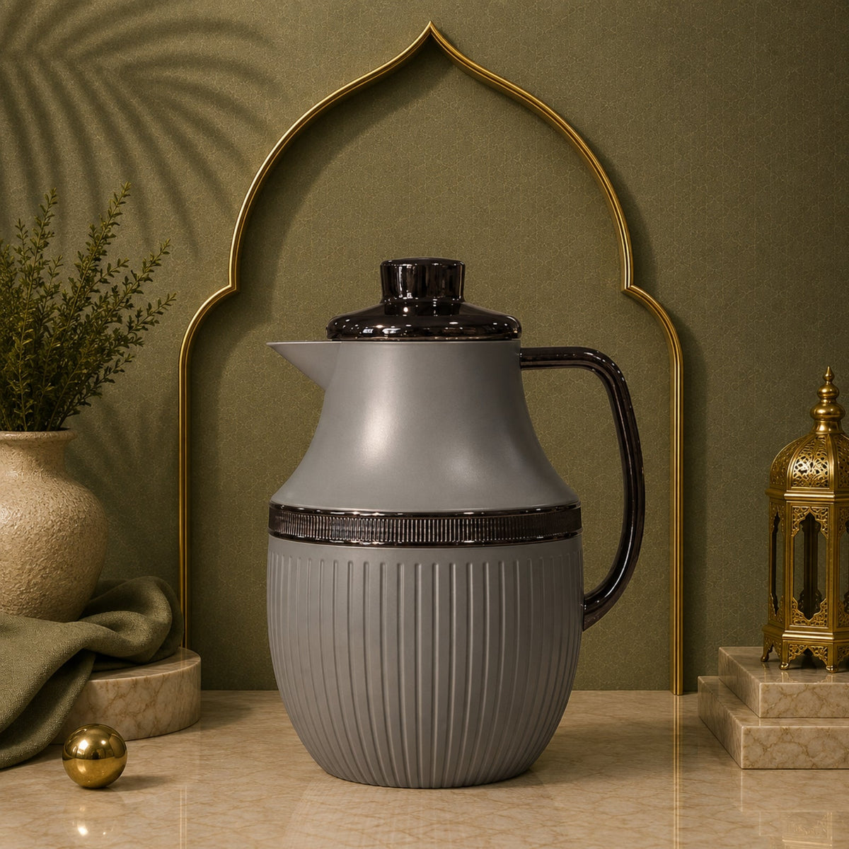 1L Gray Vacuum Flask with Balck Handle | VHJ-R100S