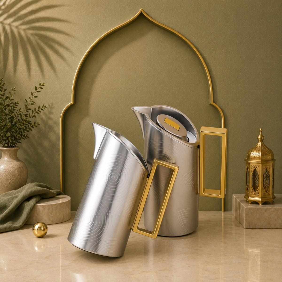 Vacuum Flask Set 1L & 0.5L Black & Grey by Waba | 19395