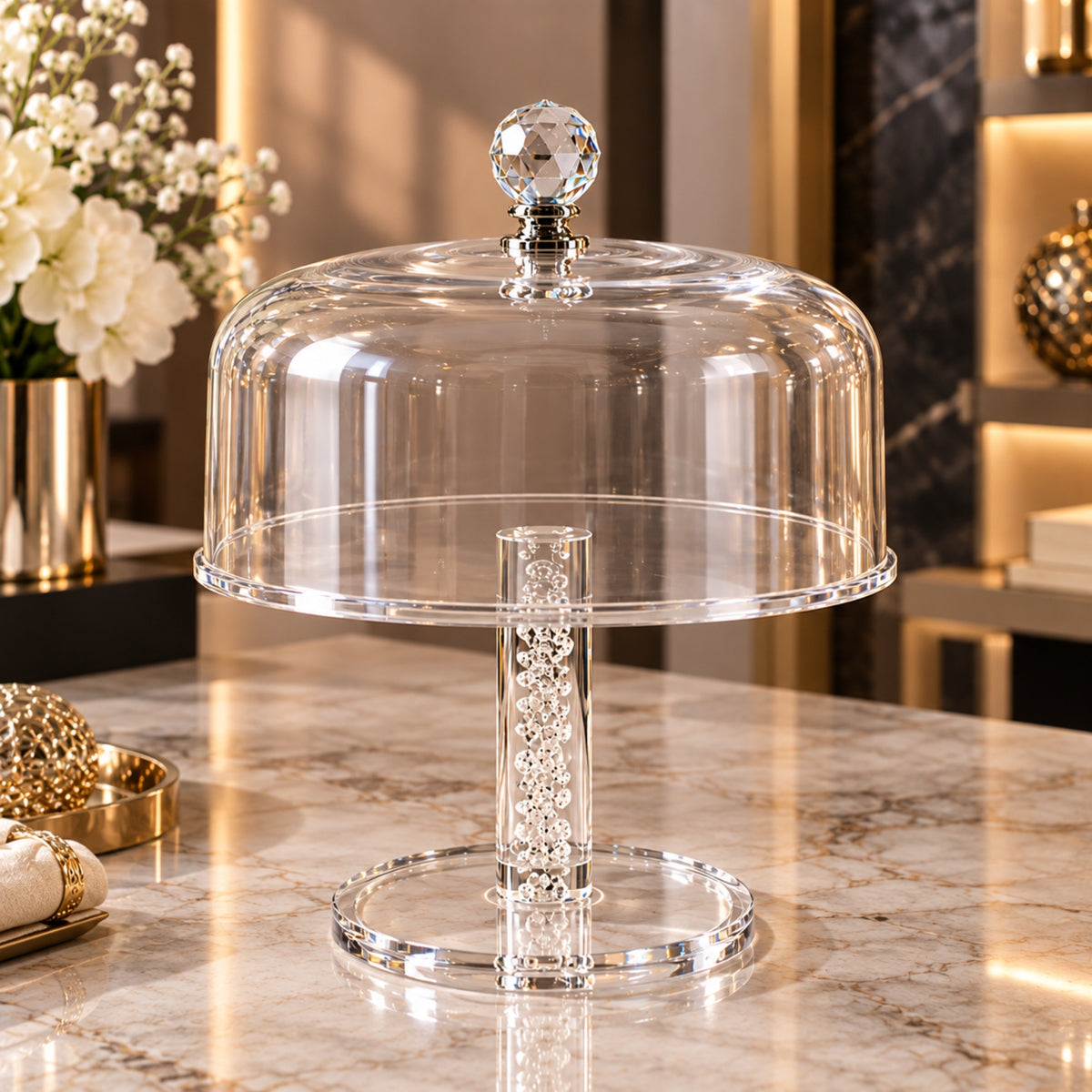 Premium Acrylic Cake Stand with Clear Cover – Small, Medium & Large