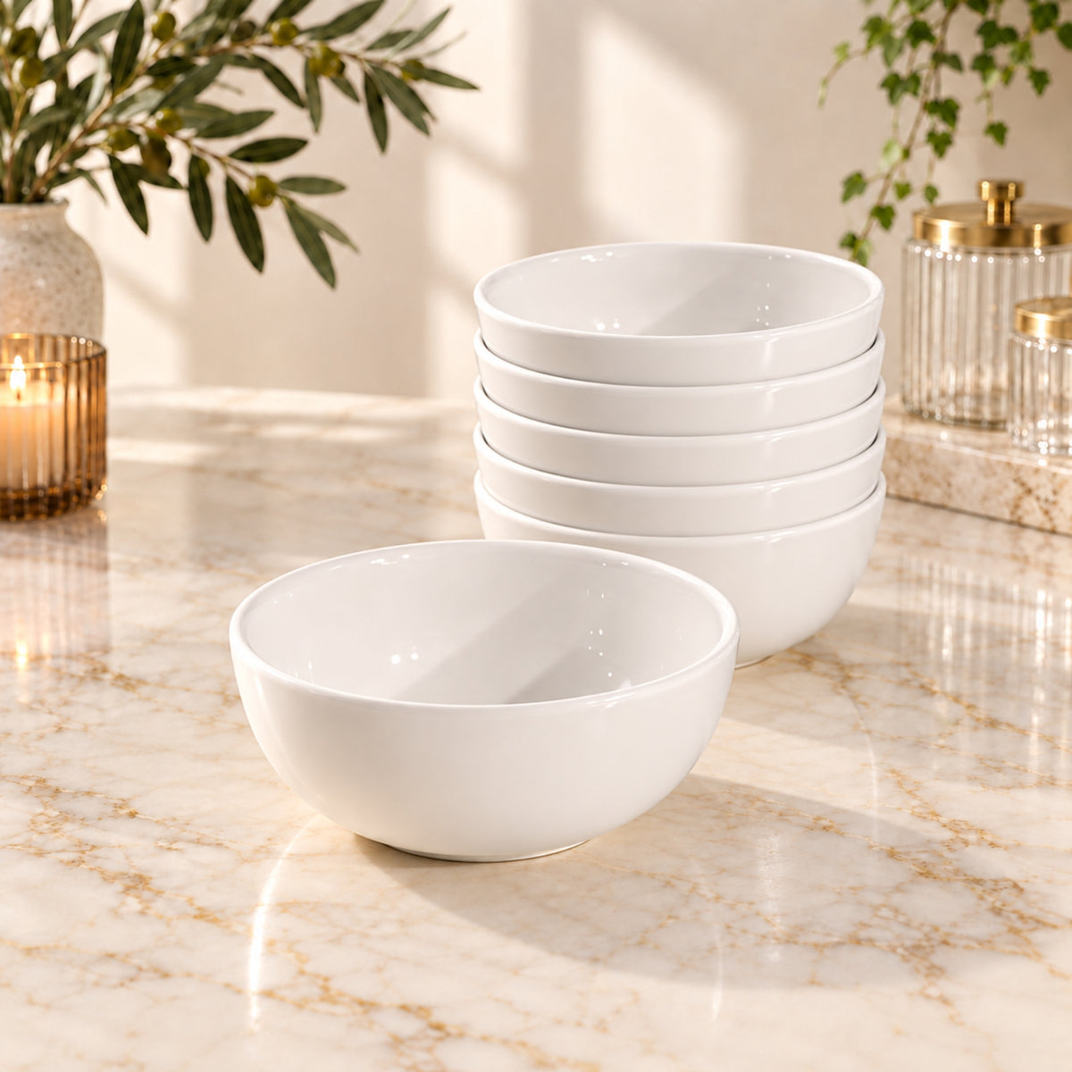 Small White Round Bowl – Classic Glossy Serving Bowl