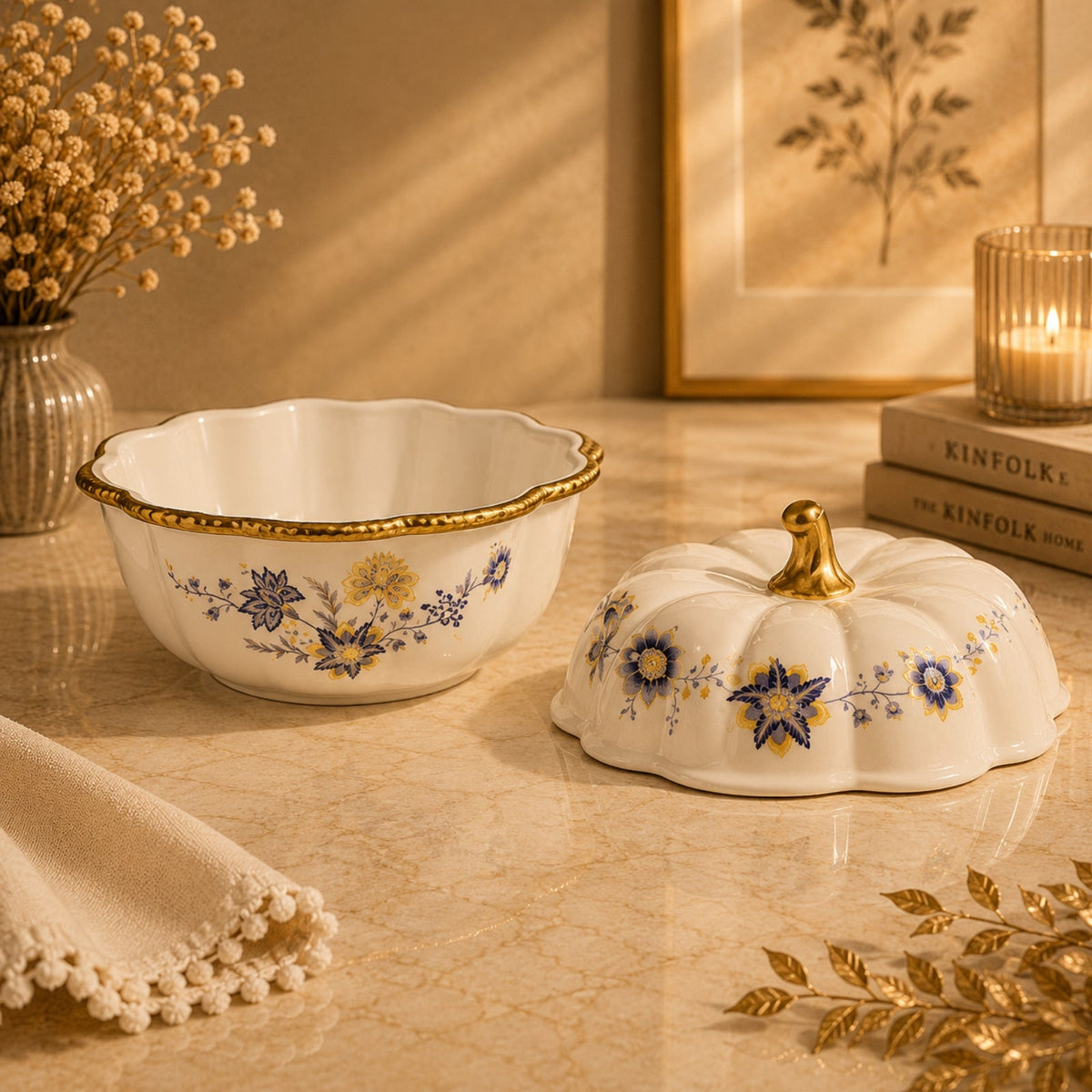 Luxury Floral Porcelain Candy Pot 22cm | BRKH-65-26