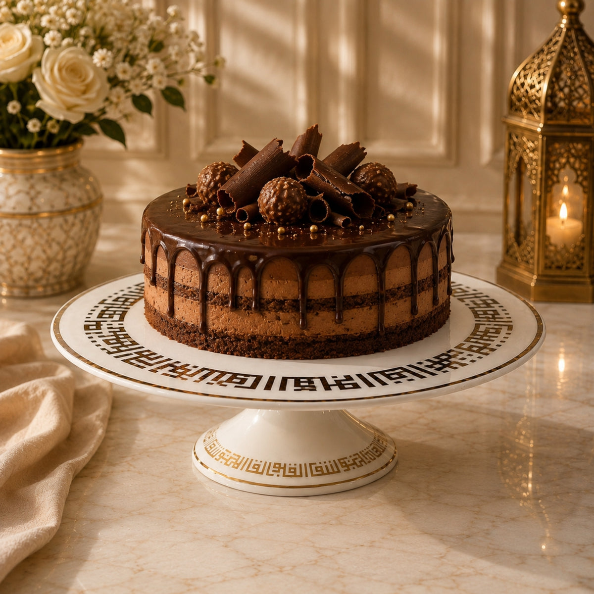 30.5CM White & Gold Cake Stand | Cake Plate 353