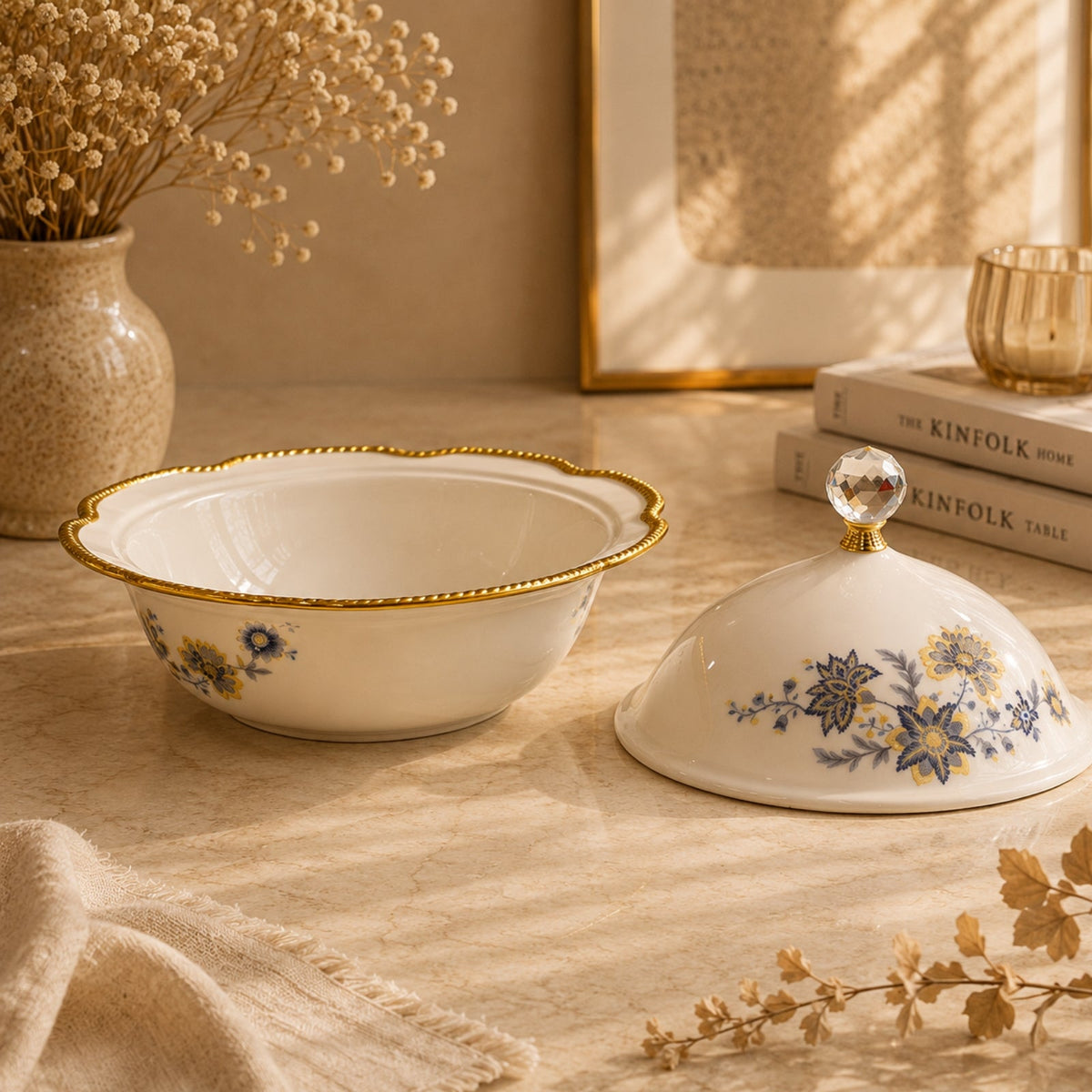 Luxury Porcelain Candy Pot with Lid 24cm | BRKH-6528