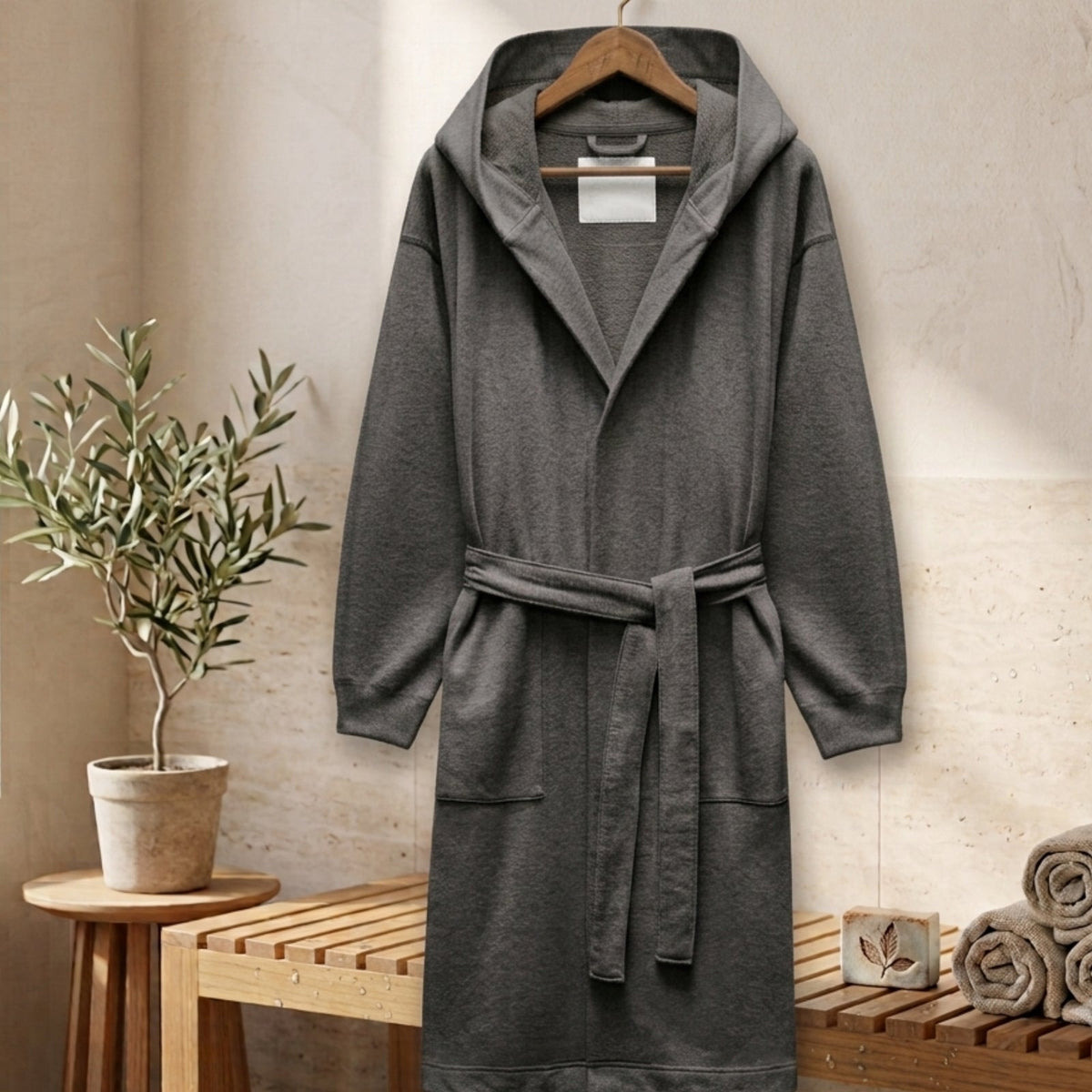 Knitted Sports Bathrobe – Luxury Sweatshirt Style Bathrobe