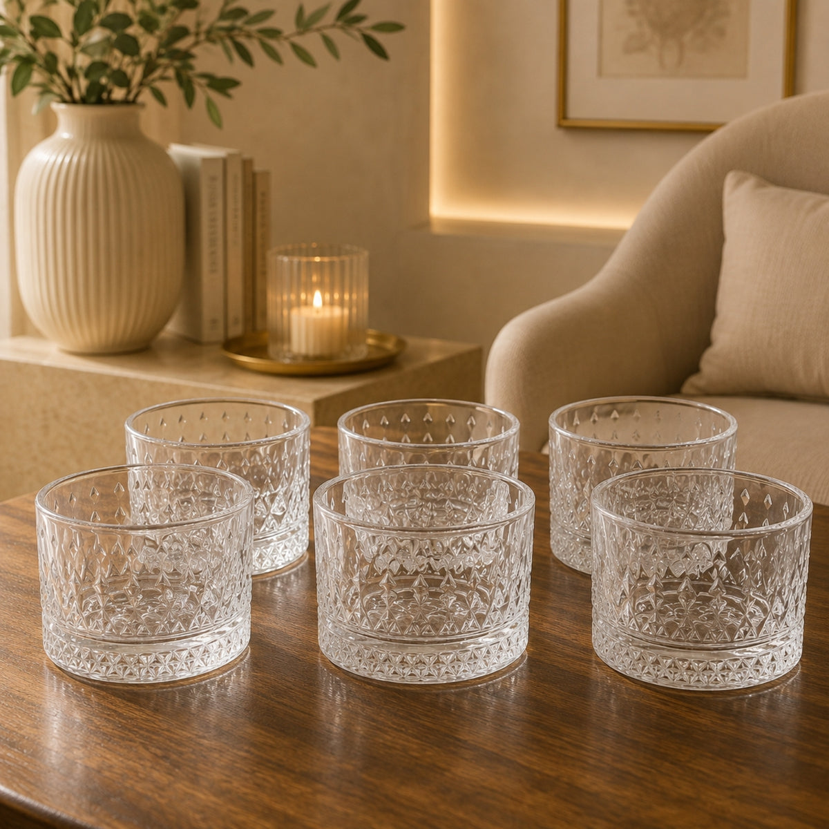 6-Piece Clear Glass Dessert Bowl Set 220ml