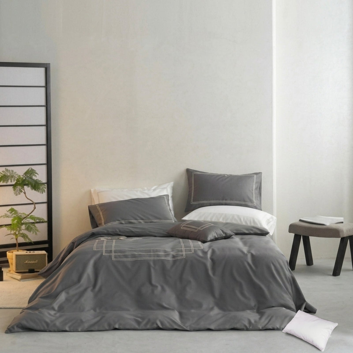11 Piece Grey Duvet Cover & Bed Linen Set – Premium Microfibre Bedding
