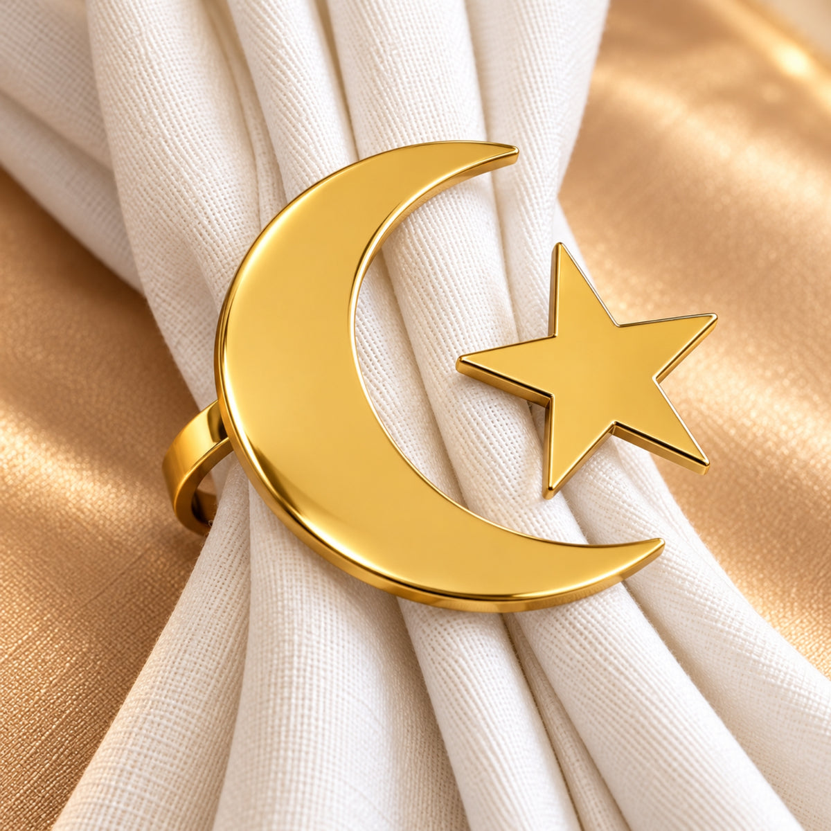 Gold Crescent Moon & Star Napkin Holder