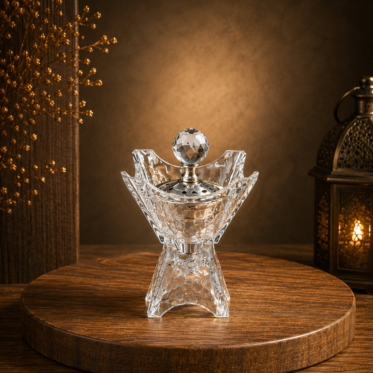 Silver Crystal Incense Burner 8 × 15 cm – DB5024-S