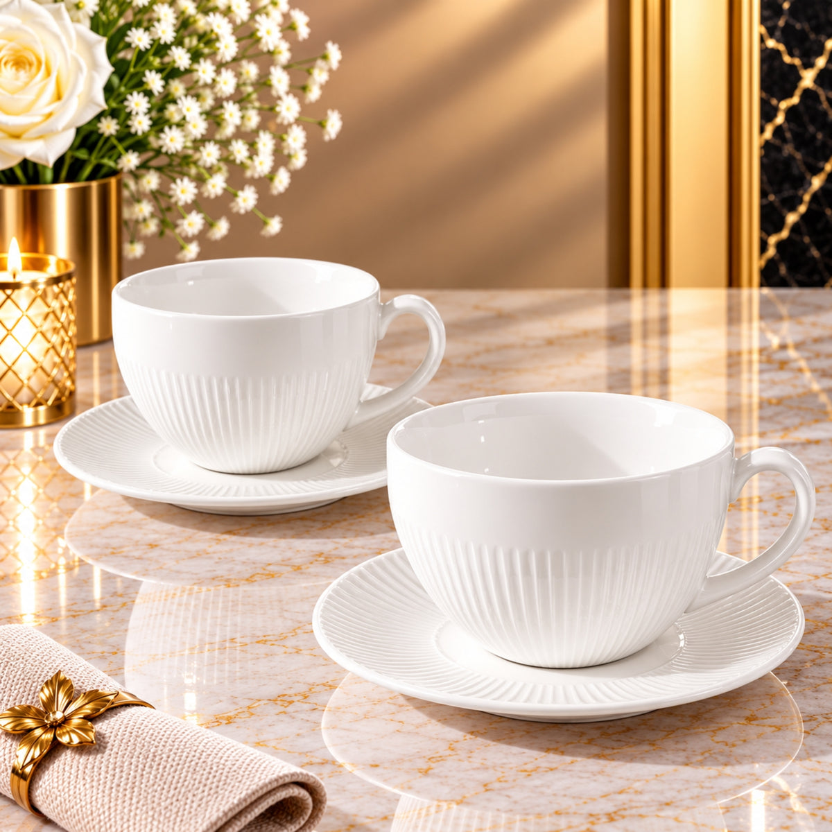 White Tea Cup & Saucer – 350ml