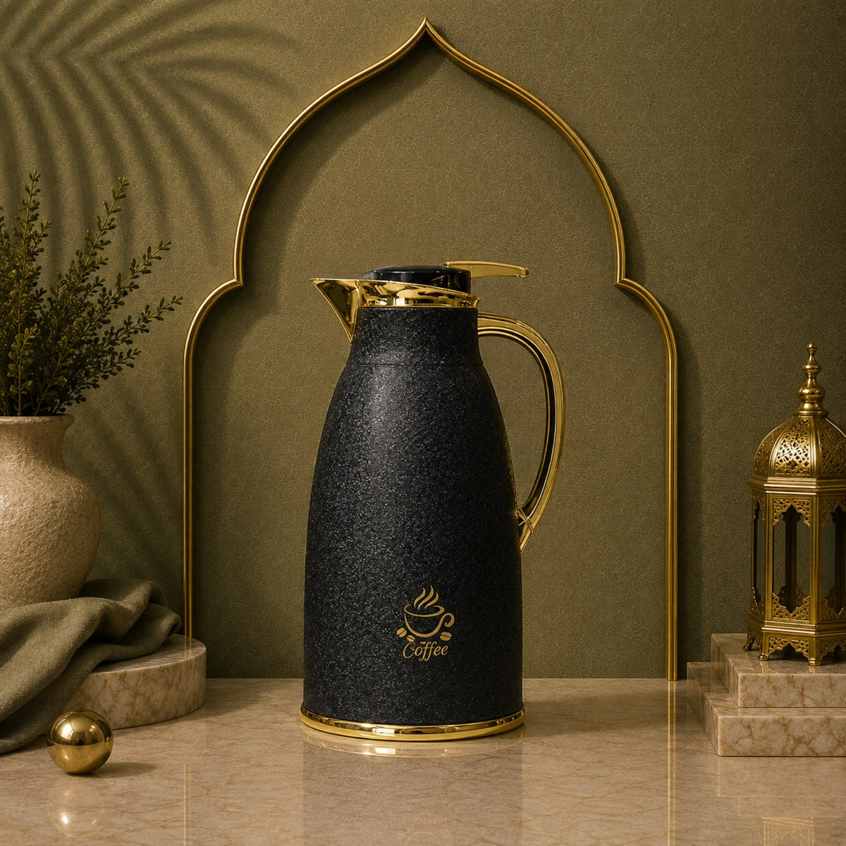 1L Black & Gold Luxury Vacuum Flask