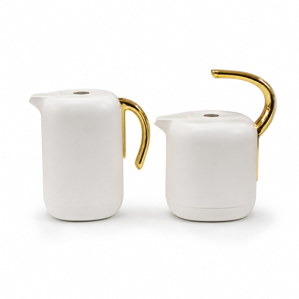 Vacuum Flask Set 1L & 0.5L White & Gold by Velvet | Model 053