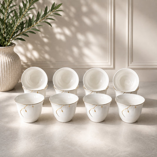 White & Gold Cawa Cup Set – 12 Pieces | VS-057