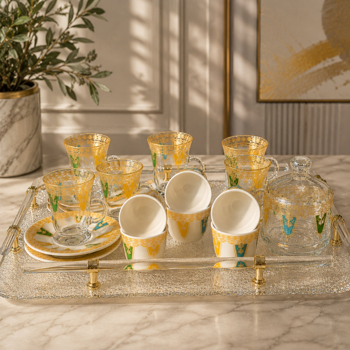 20-Piece Tea & Cawa Cup Set with Sugar Pot | SLM-A204-S