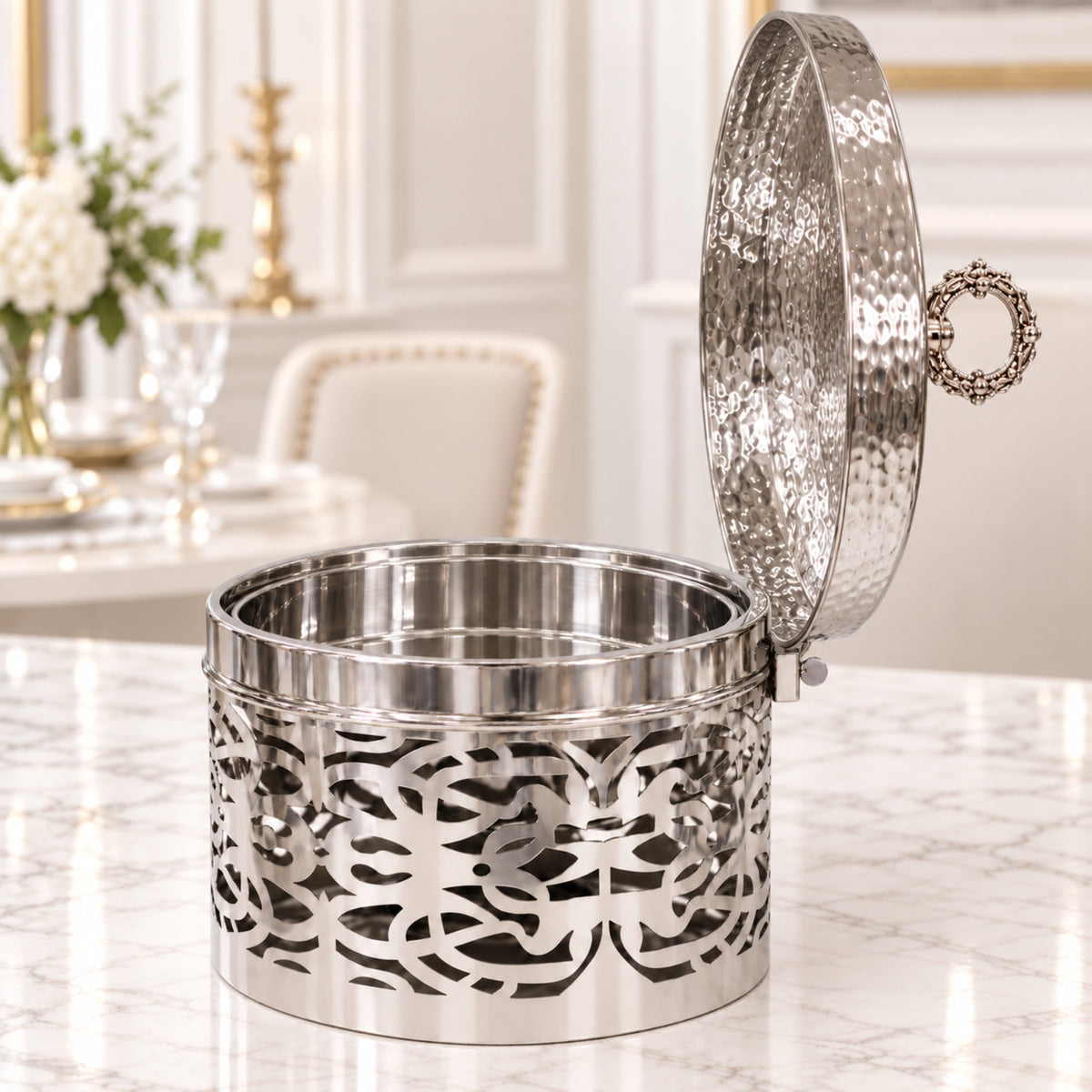 Silver Chafing Dish with Hinged Lid – Available in 1L, 2L & 4L