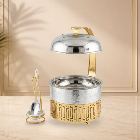 Chafing Dish with Matching Spoon & Stand 4L Silver & Gold by Almarjan