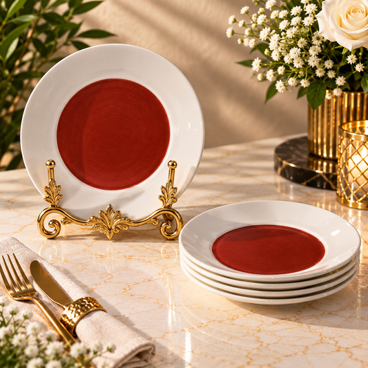 Pito Small Round Dessert Plate 17cm – Red & White