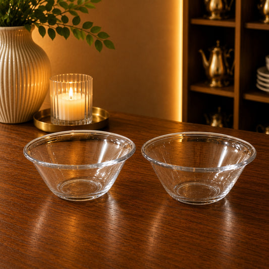 Clear Glass Serving Bowl 2-Piece Set – Large Size