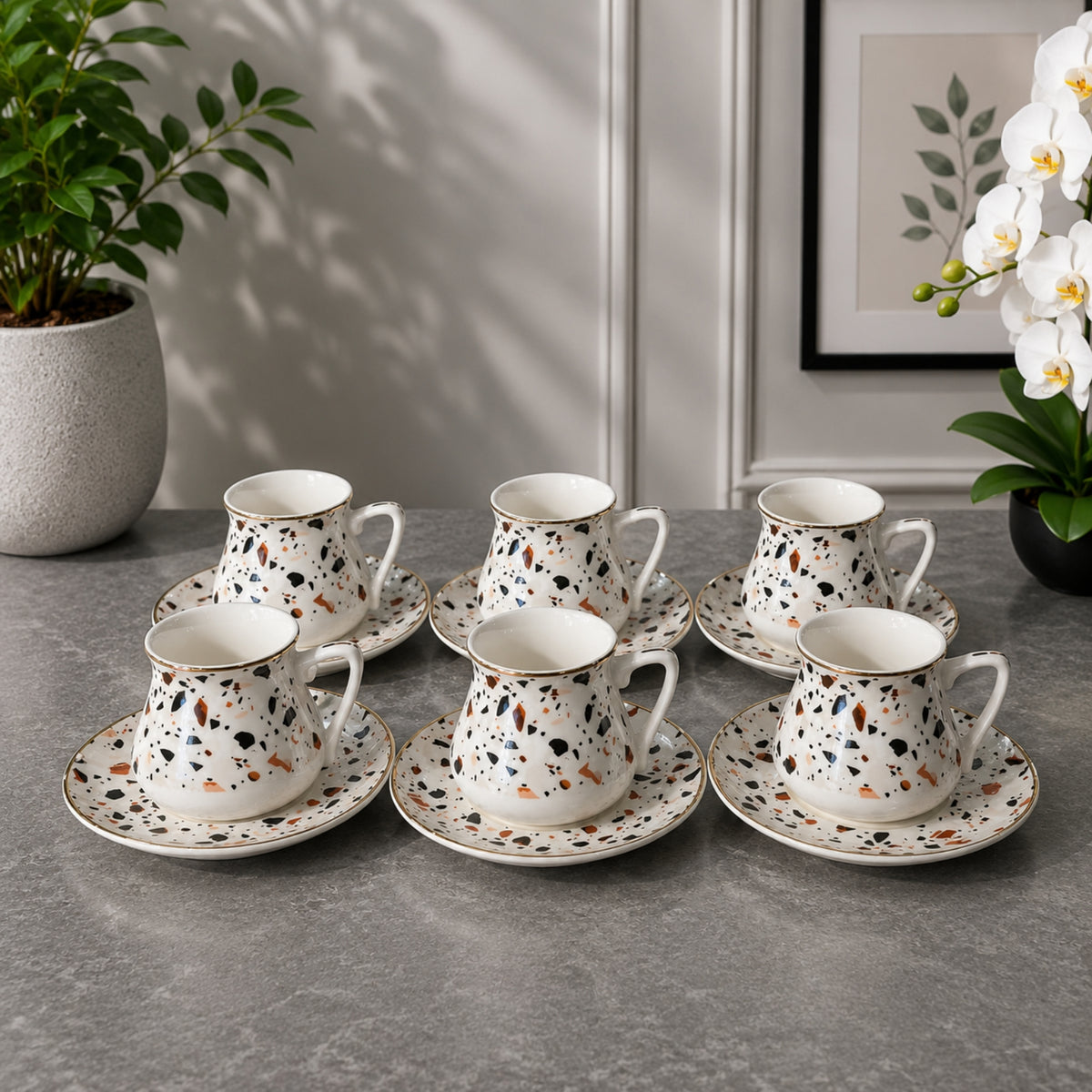 Sonashi Turkish Coffee Cup & Saucer Set – 12 Pieces | STCM4972