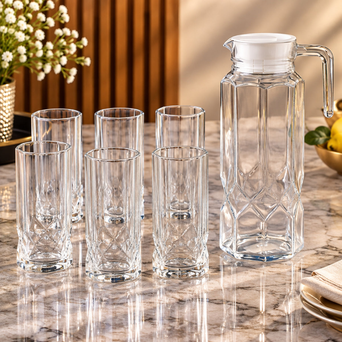 Octime Diamond 7-Piece Water Set – 1 Jug + 6 Glasses