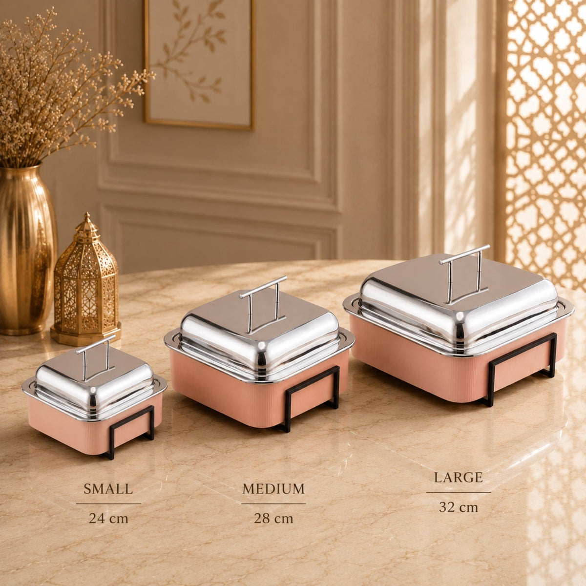 Ameco Pink Stainless Steel Food Warmer – 24cm, 28cm & 32cm