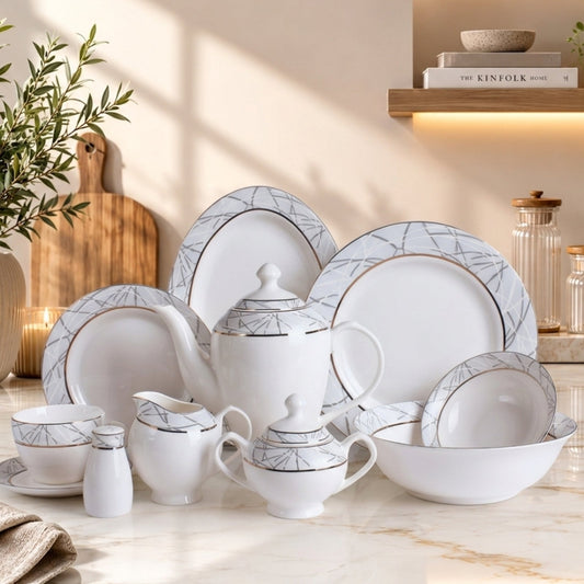 47-Piece Artisan Bone China Dinner Set – Luxury Premium Dinnerware Collection