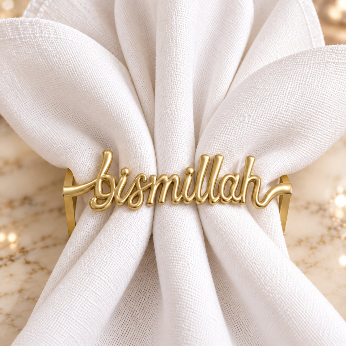 Gold Bismillah Napkin Holder – Arabic Calligraphy Design
