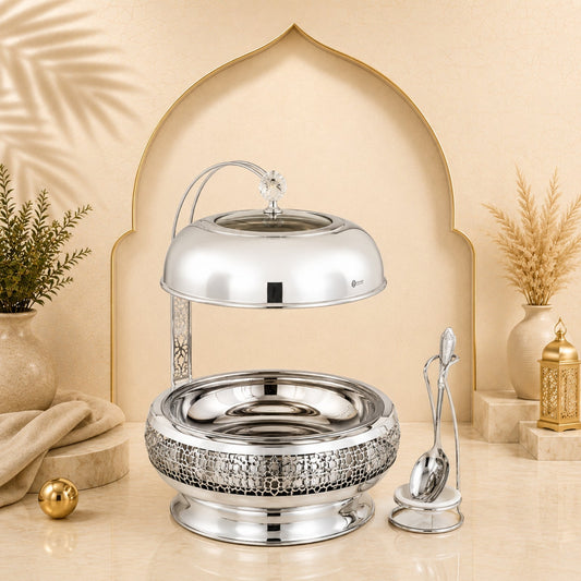 Chafing Dish with Matching Spoon & Stand 6.5L Silver by Almarjan