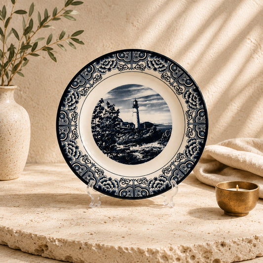 Claytan Lighthouse Blue Ceramic Dinner Plate 10.5 Inch