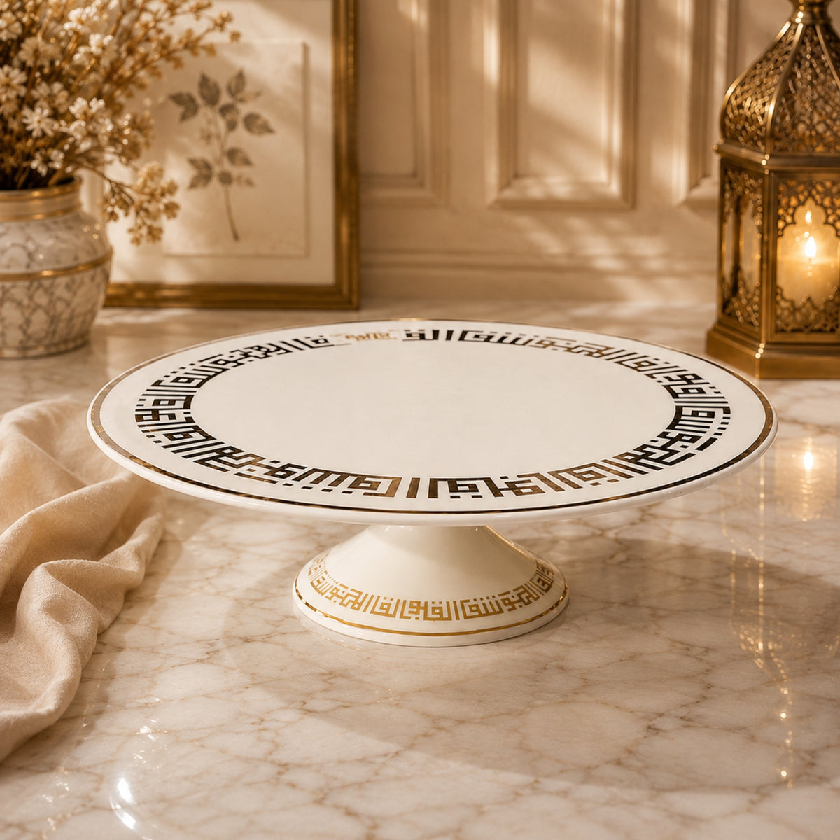 30.5CM White & Gold Cake Stand | Cake Plate 353