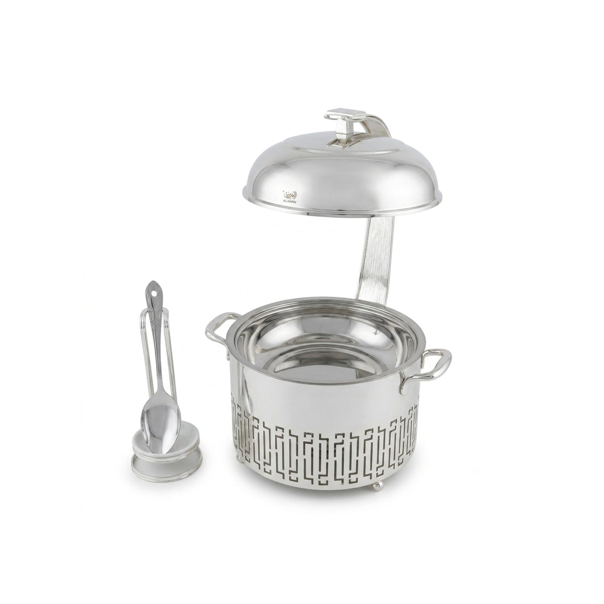 Chafing Dish with Matching Spoon & Stand 6.5L Full Silver by Almarjan