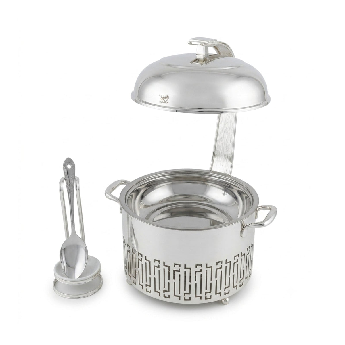 Chafing Dish with Matching Spoon & Stand 4L Full Silver by Almarjan