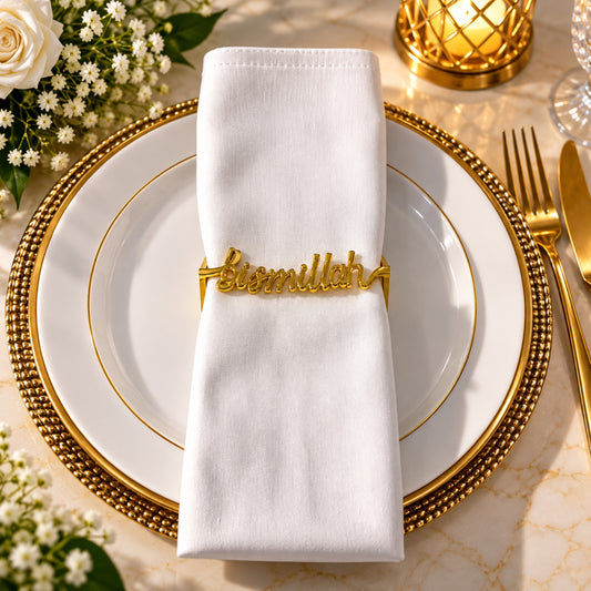 Premium Cotton Table Napkin 50 × 50 cm – White & Ivory