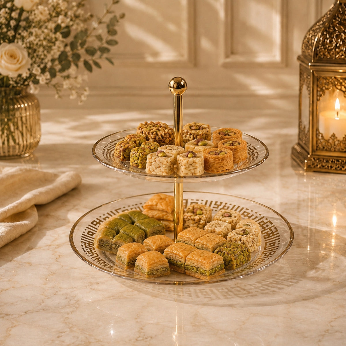 2-Tier Gold Sweet Stand 19CM & 26.5CM | Dessert Serving Stand
