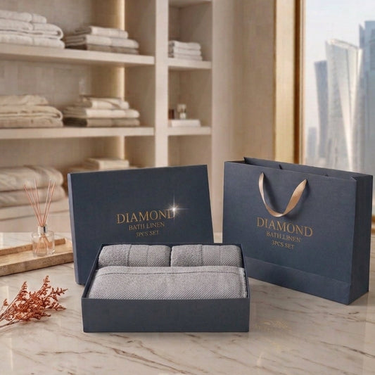 Diamond Luxury Bath Linen Set – Soft Cotton Towels with Gift Box
