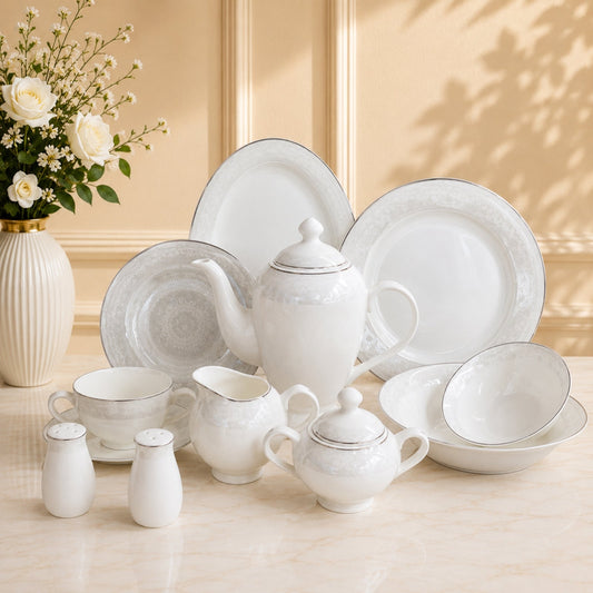 47-Piece Diva Bone China Dinner Set – Luxury Premium Dinnerware Collection
