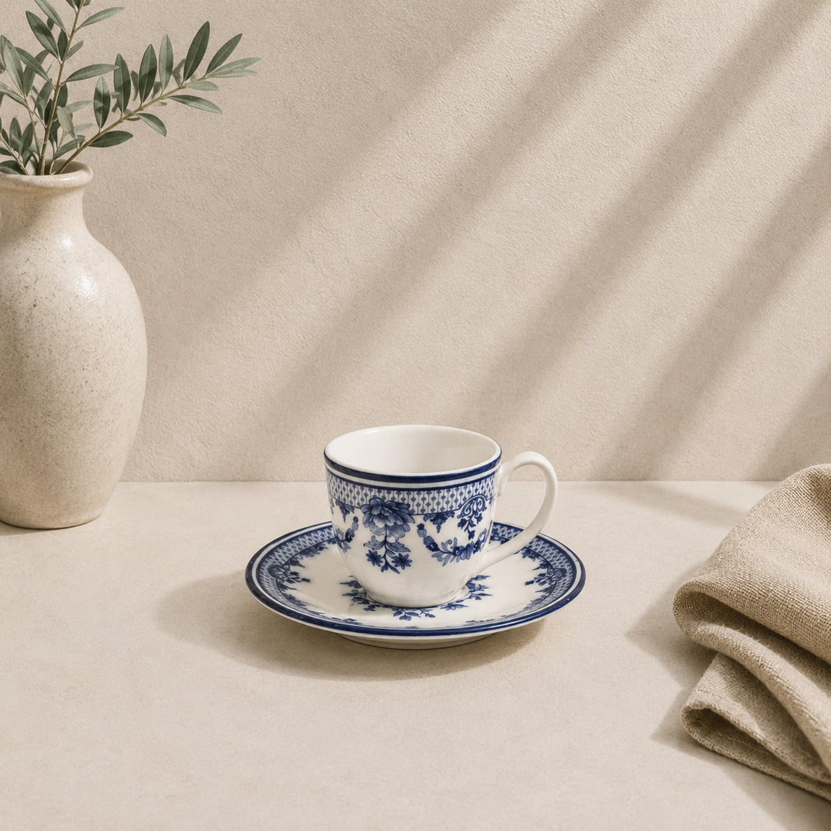 Avalora Blue Porcelain Espresso Cup & Saucer Set 90ml | CL-2503KAEC/A+B