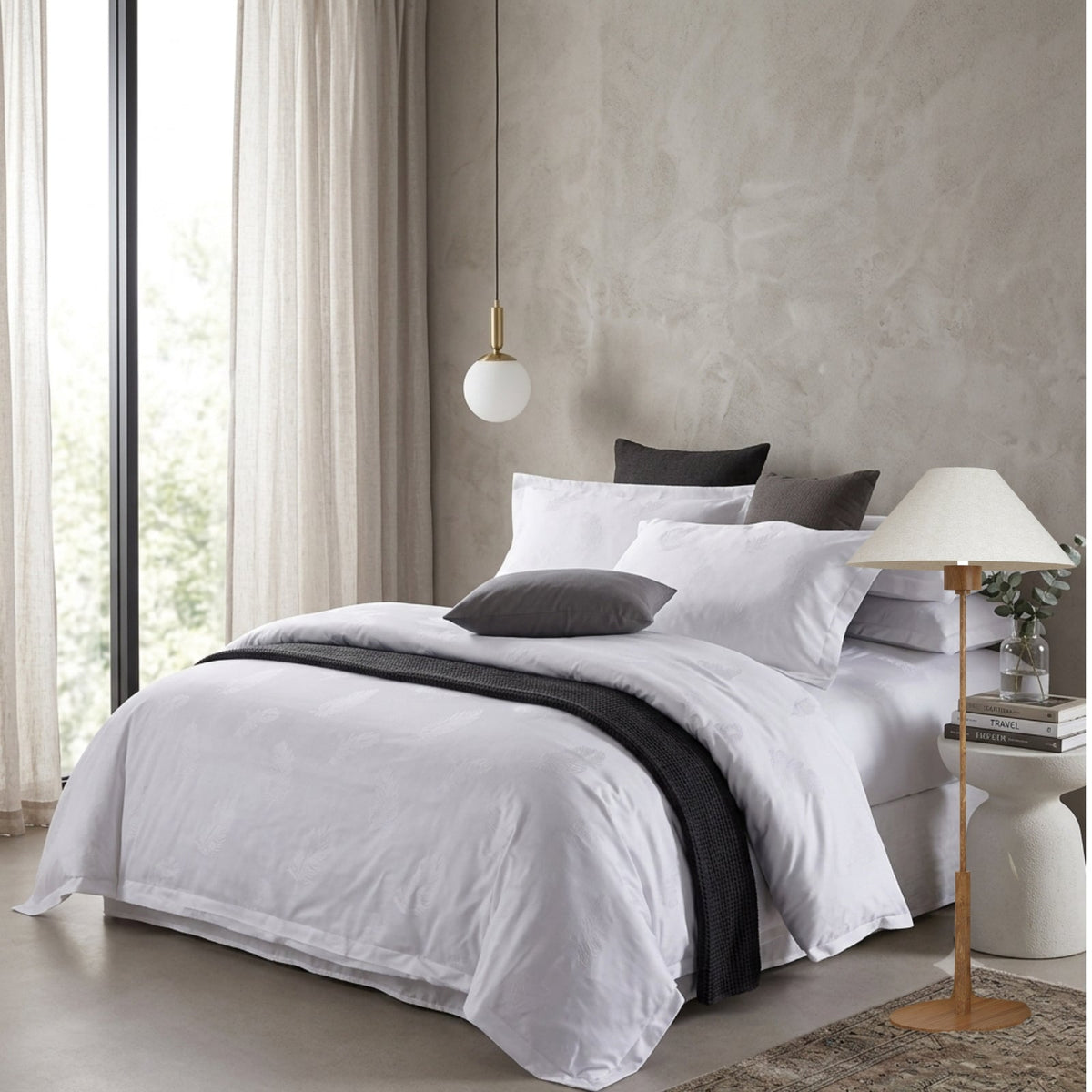 Feather Flower White Duvet Cover & Bed Linen Set – Premium Microfibre Bedding