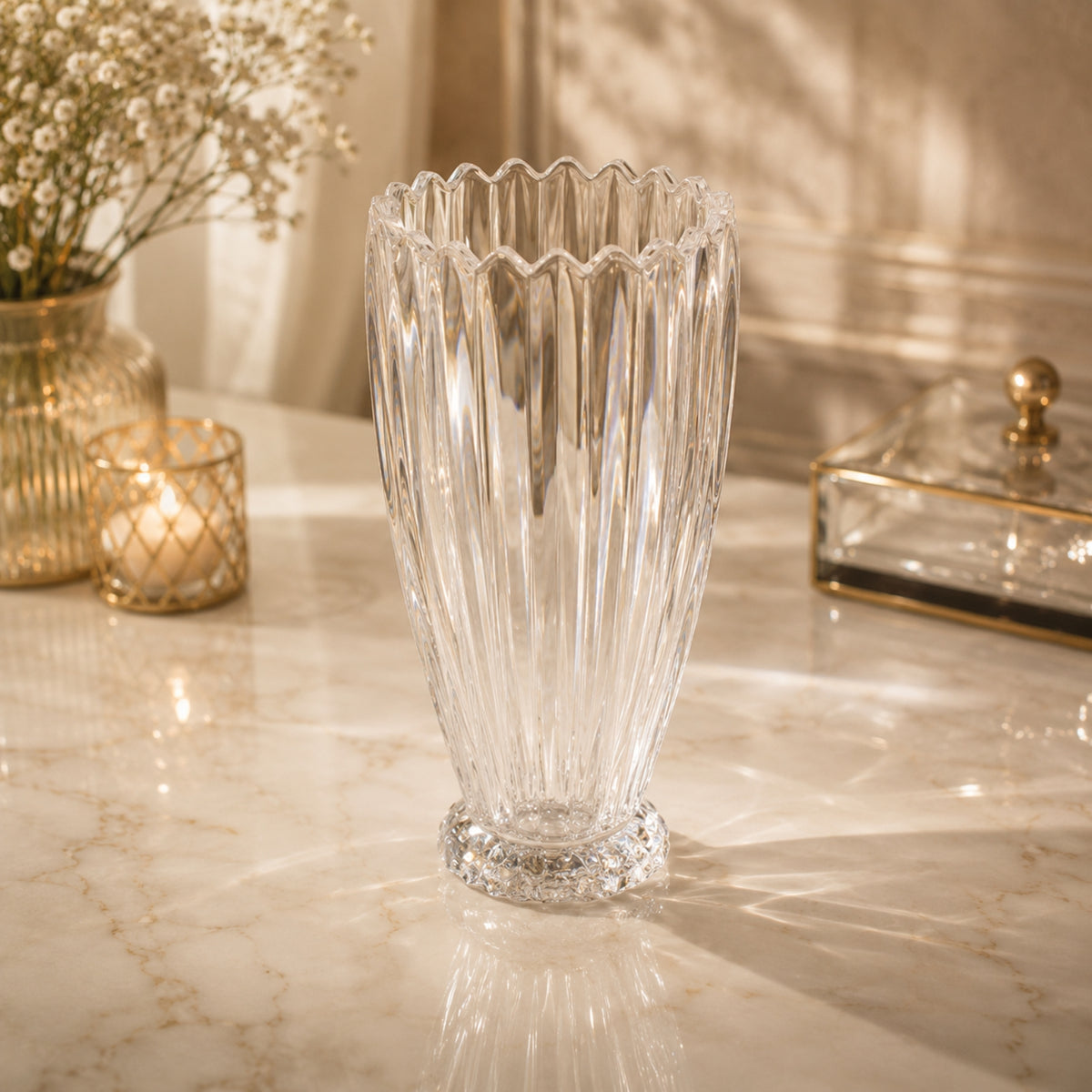 Luxury Tall Crystal Flower Vase – Clear