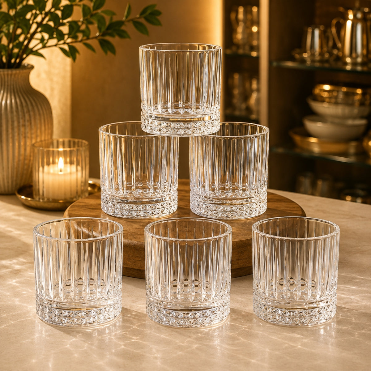 Eva Short Tumbler Glass 6-Piece Set 310ml – Clear Ribbed Design