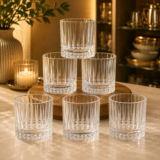 Eva Short Tumbler Glass 6-Piece Set 310ml – Clear Ribbed Design